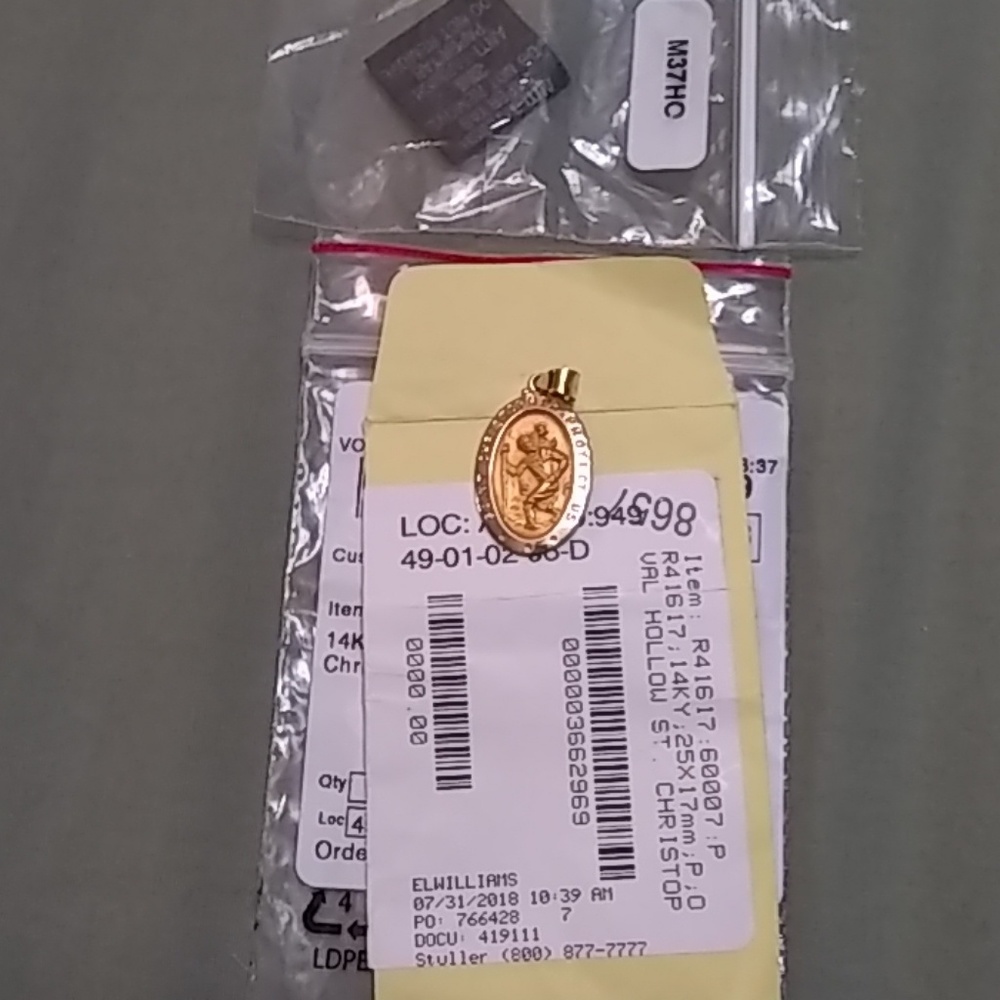 New 14k Gold St Chistopher Pendant
